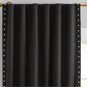 Emily & Merritt Black Curtain with Studded  Blackout Curtain 96